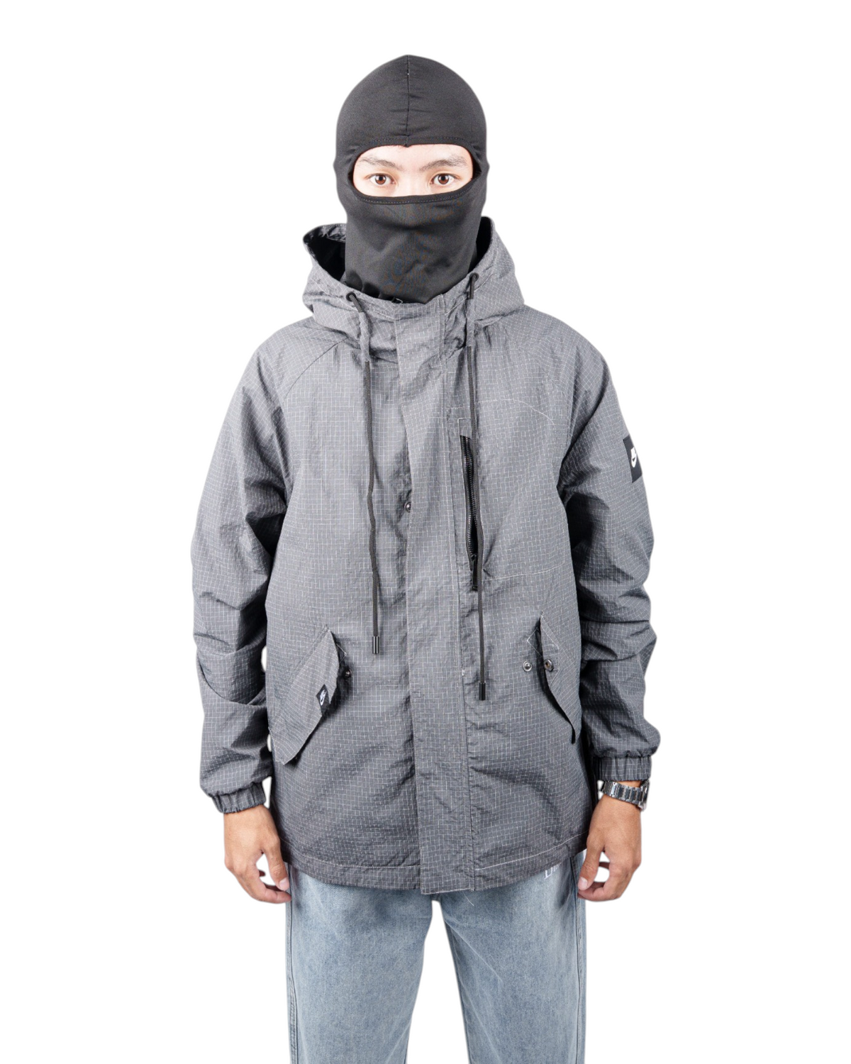 Ветровка Nike 7813 серая — спереди | GAMEOVERSHOP
