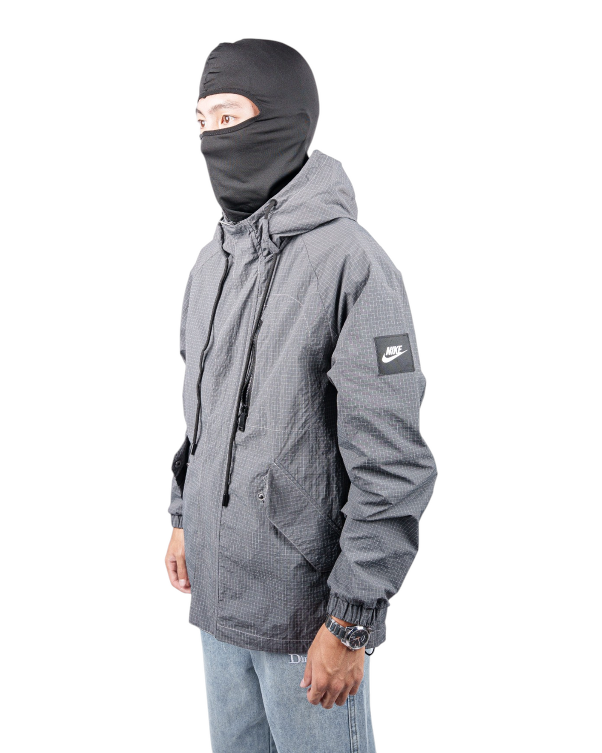 Ветровка Nike 7813 серая — сбоку | GAMEOVERSHOP