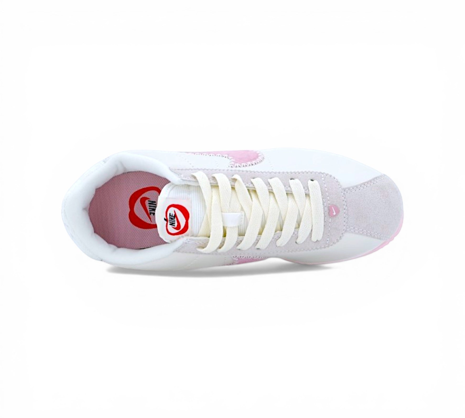 Кроссовки Nike Cortez, белые с розовым, вид сбоку