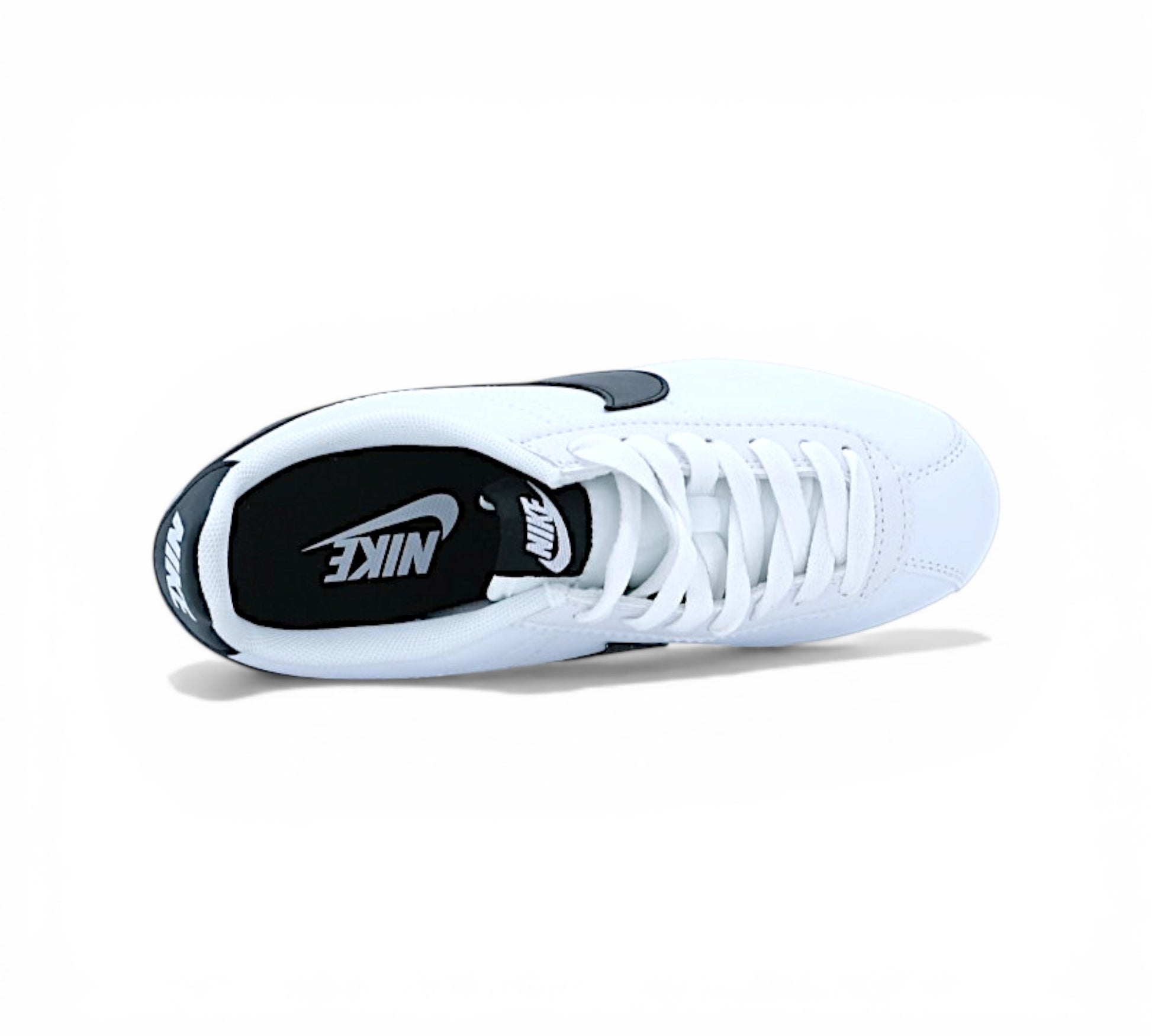 Кроссовки Nike Cortez белые с черным, вид сбоку