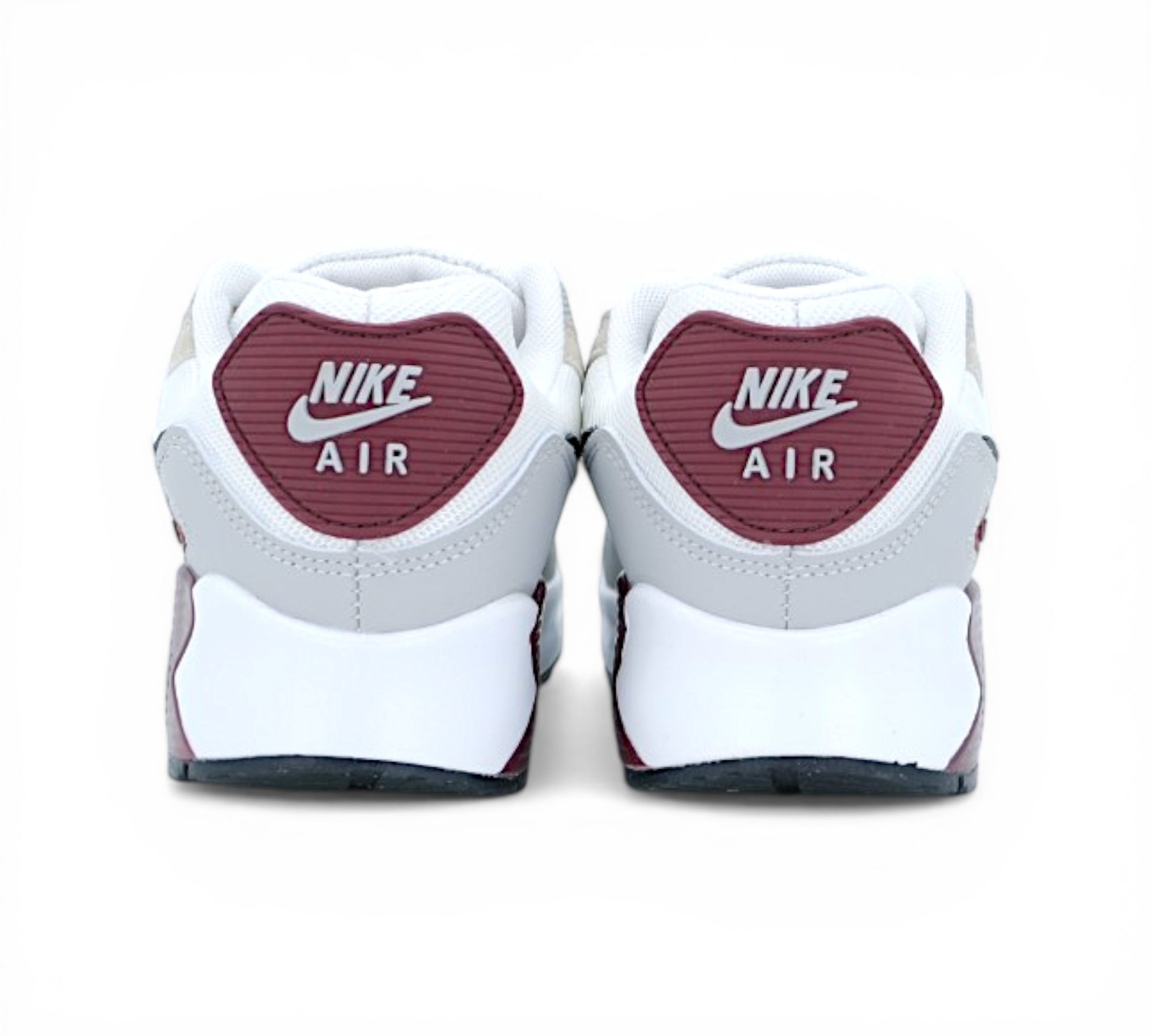 Кроссовки Nike Air Max 90, бело-бордовые, вид сбоку