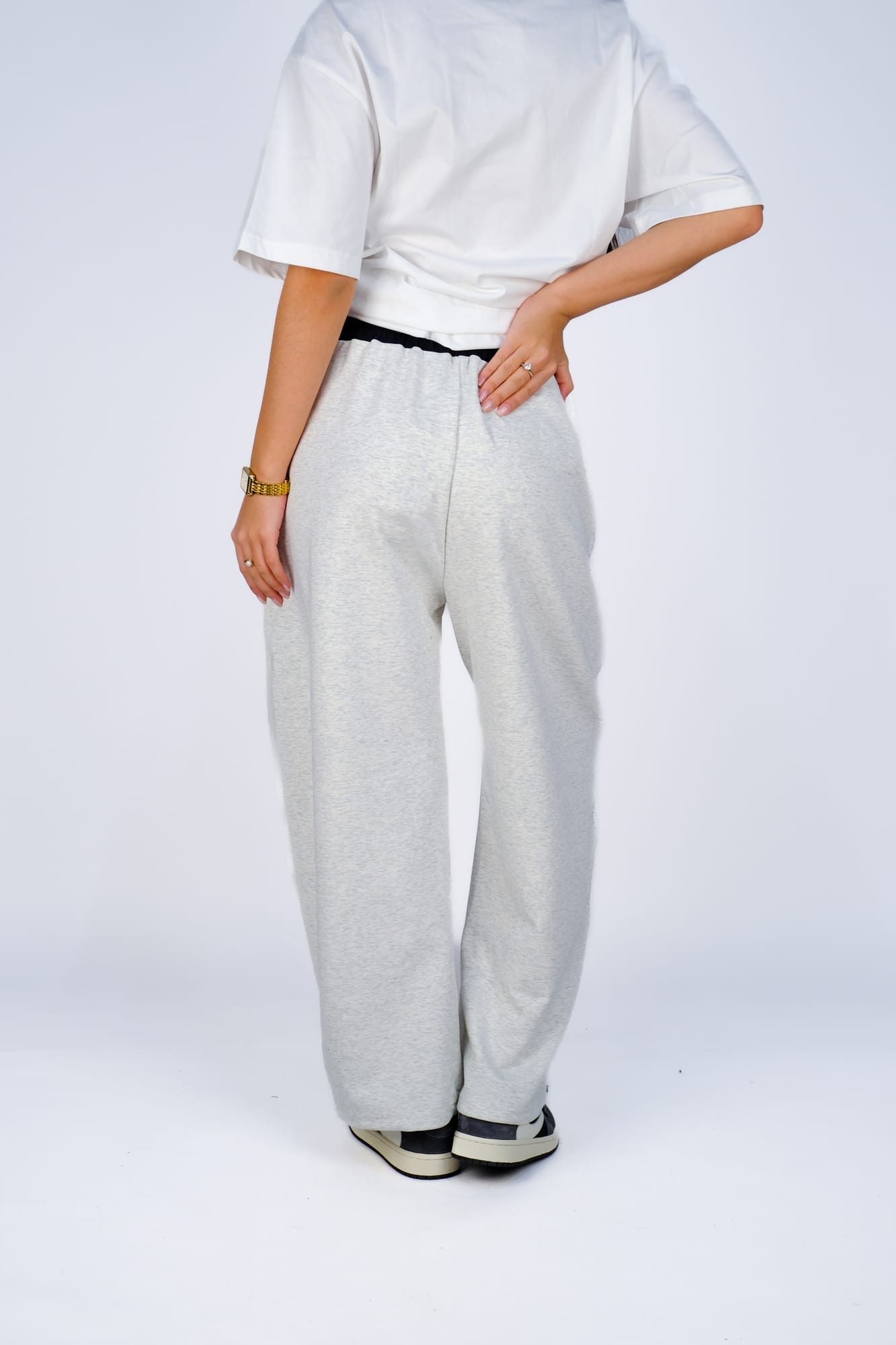 Брюки широкие на шнурке — Светло-серый