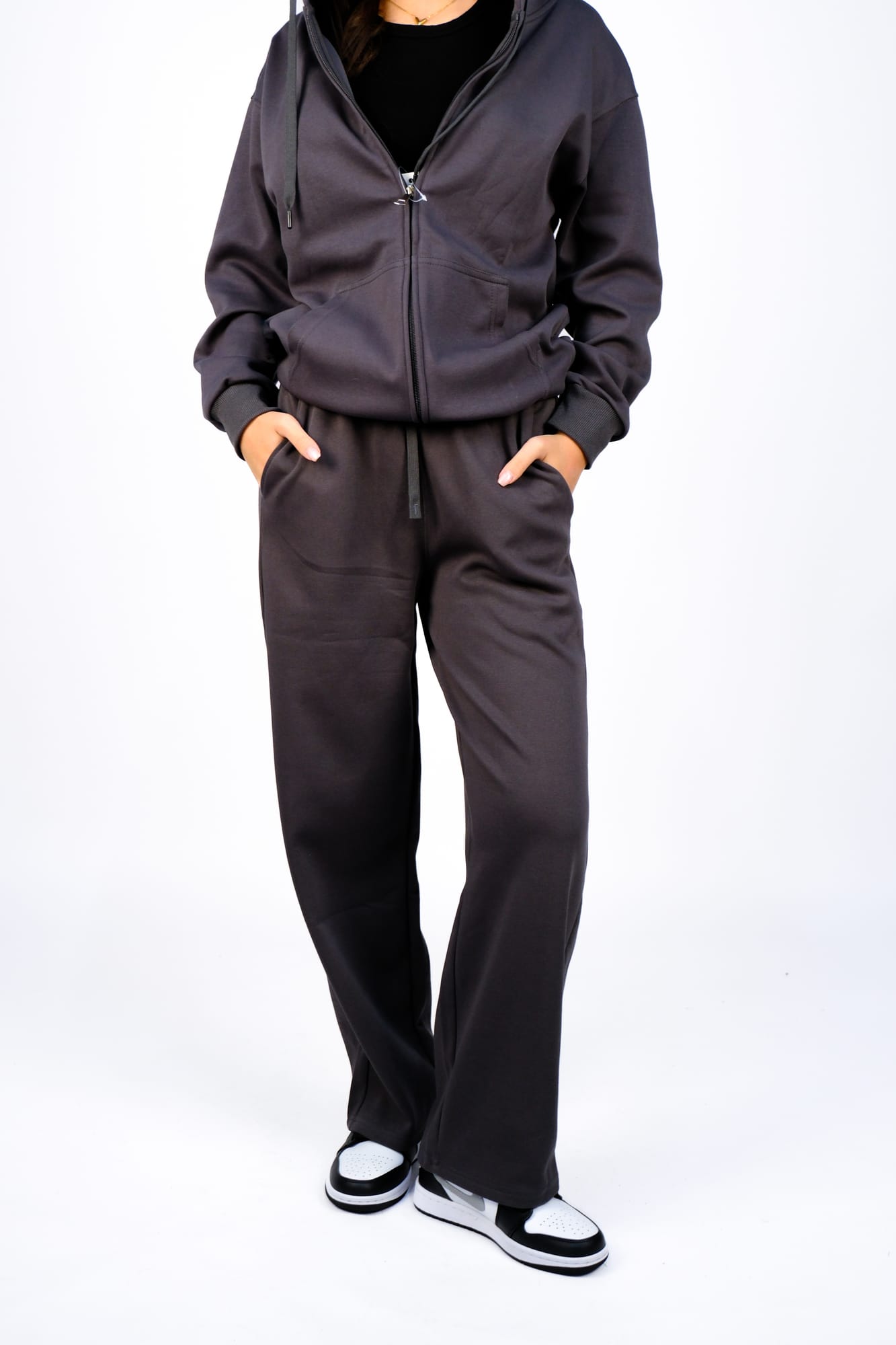 Худи на молнии + Штаны спортивные — Серый