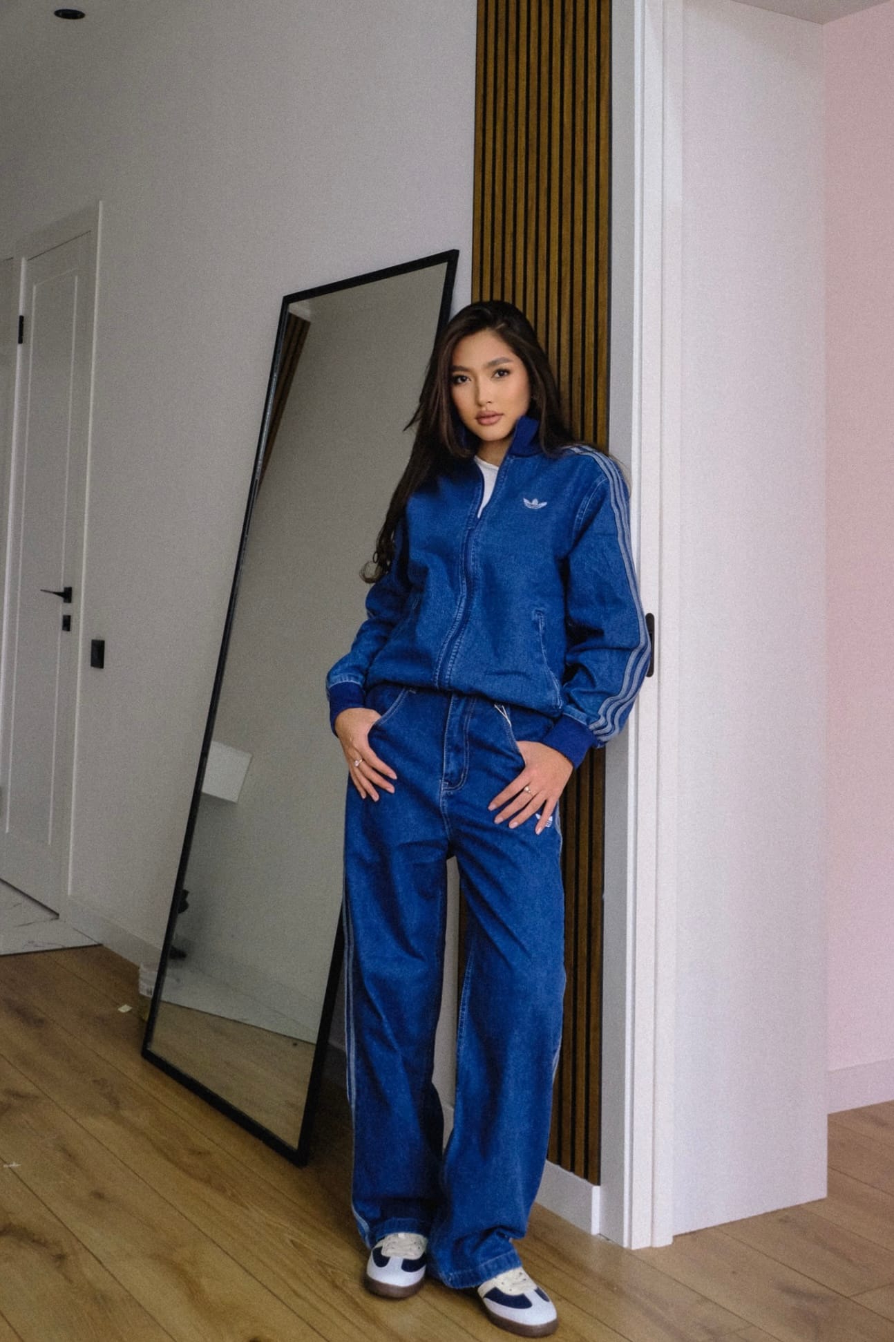 Куртка Adidas с 3 полосами + Брюки Adidas с 3 полосами — Чёрный