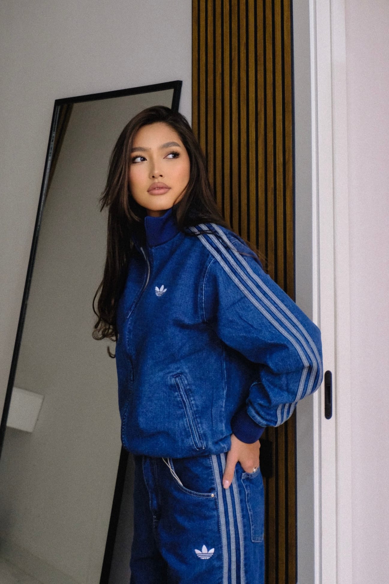 Куртка Adidas с 3 полосами + Брюки Adidas с 3 полосами — Чёрный