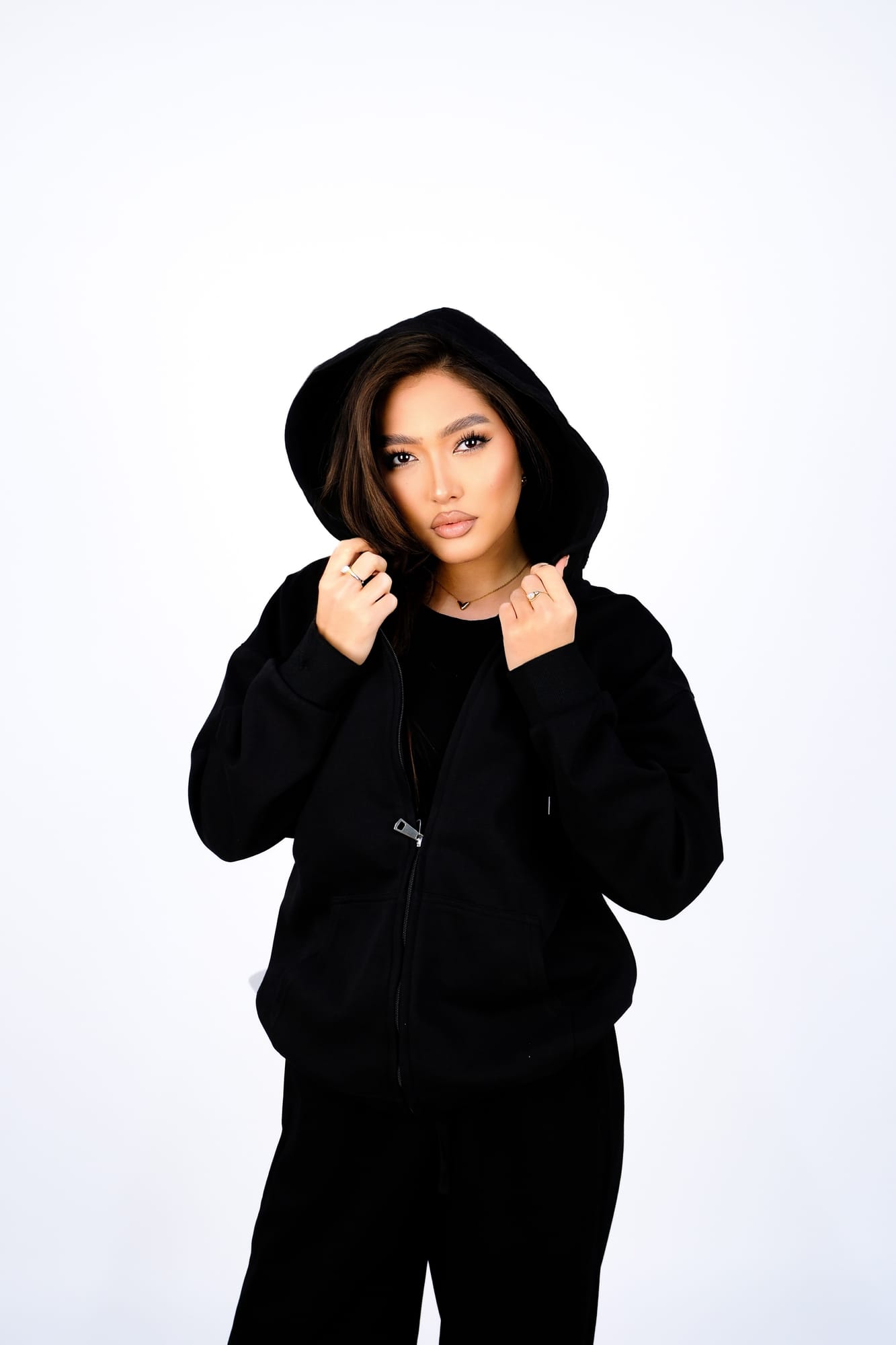 Худи на молнии + Штаны спортивные — Чёрный