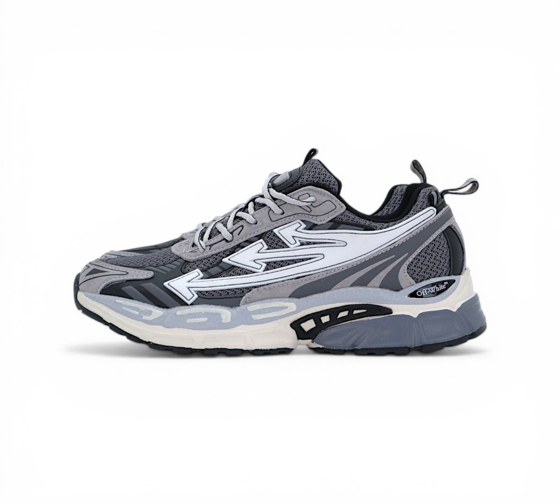 Кроссовки Off-White ODSY-1000, серые, вид сбоку