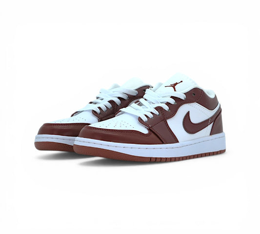Кроссовки Nike Air Jordan, бело-бордовые, боковой ракурс
