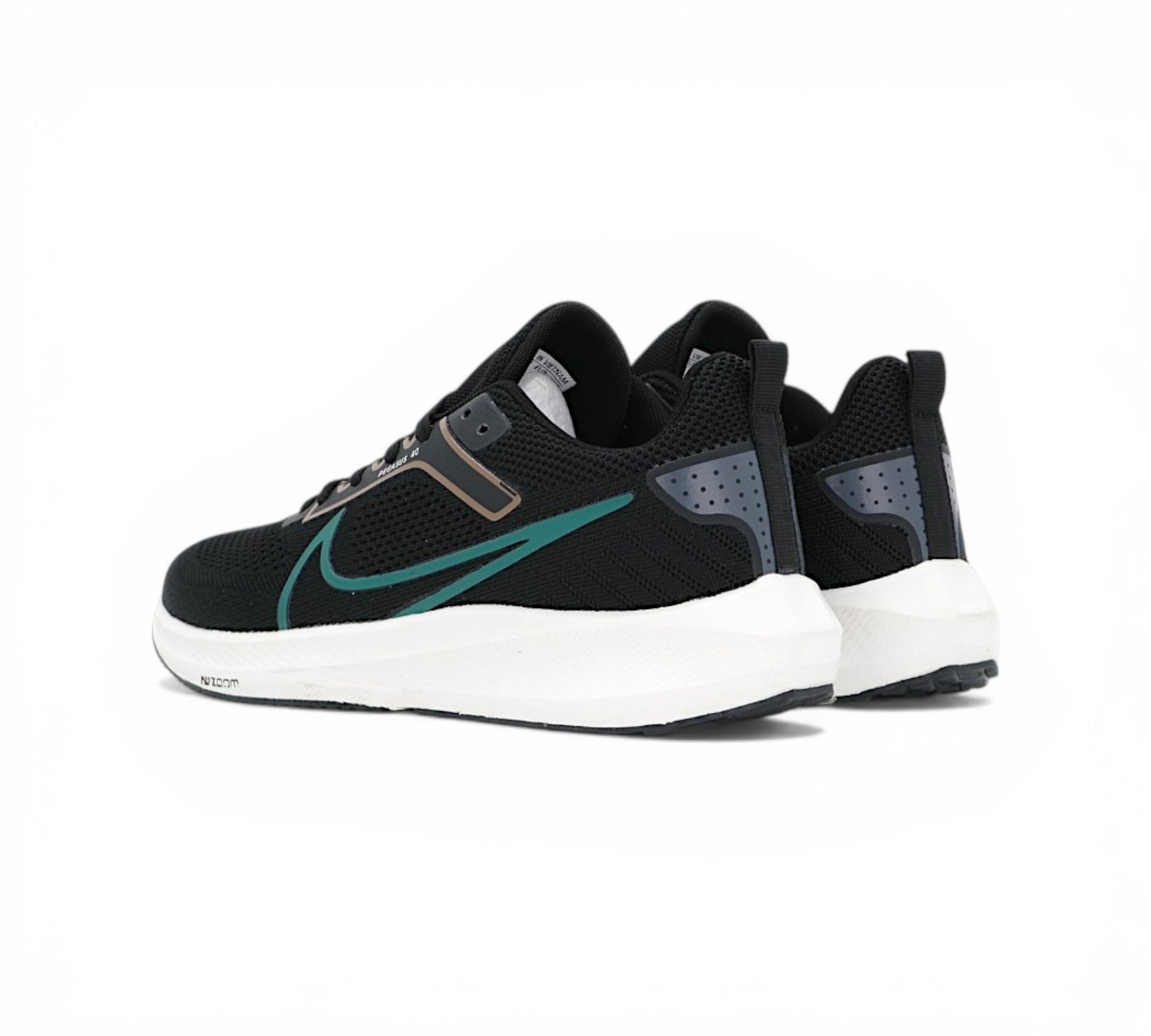 Кроссовки Nike Zoom Pegasus чёрные с зелёным, вид сбоку