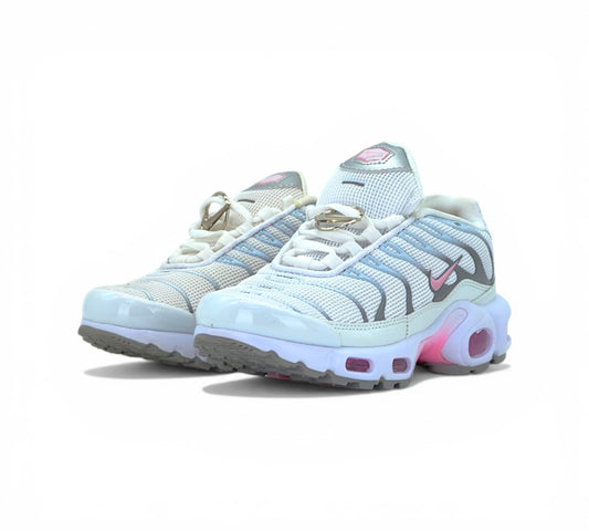 Кроссовки Nike Air Max Plus, белые с розовым, вид сбоку