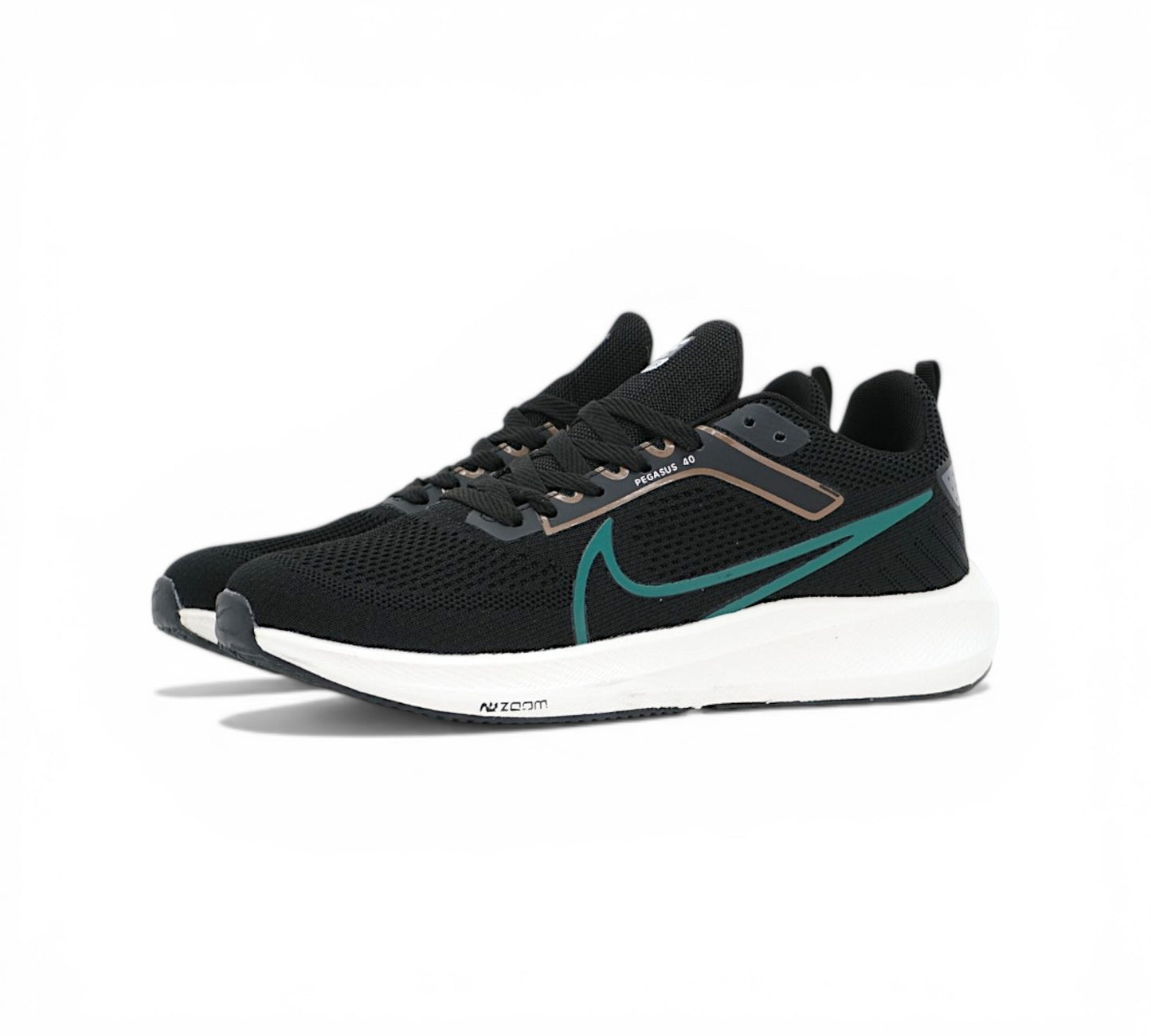 Кроссовки Nike Zoom Pegasus чёрные с зелёным, вид сбоку
