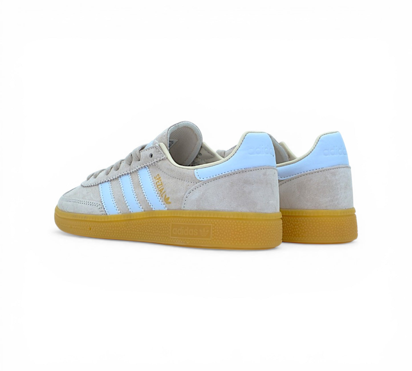 Кроссовки Adidas Spezial, жёлто-голубые, боковой ракурс