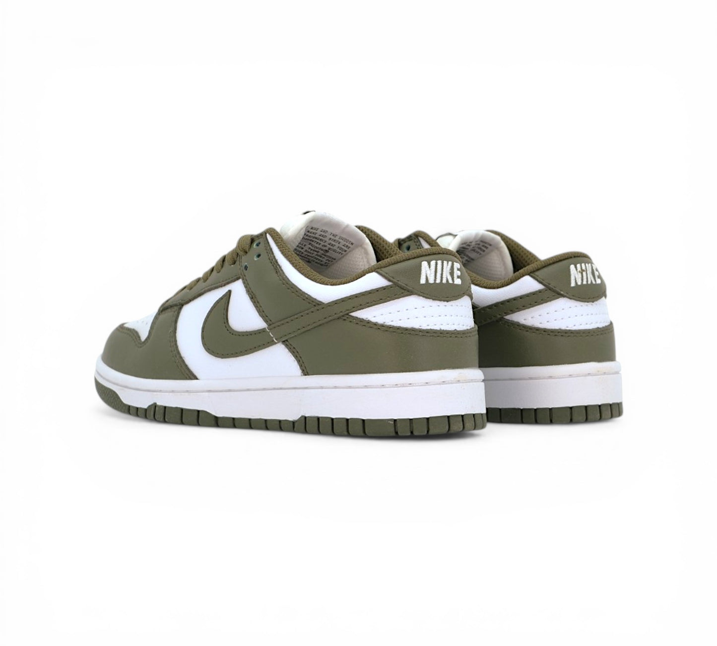 Кроссовки Nike Dunk Low, хаки и белые, вид сбоку