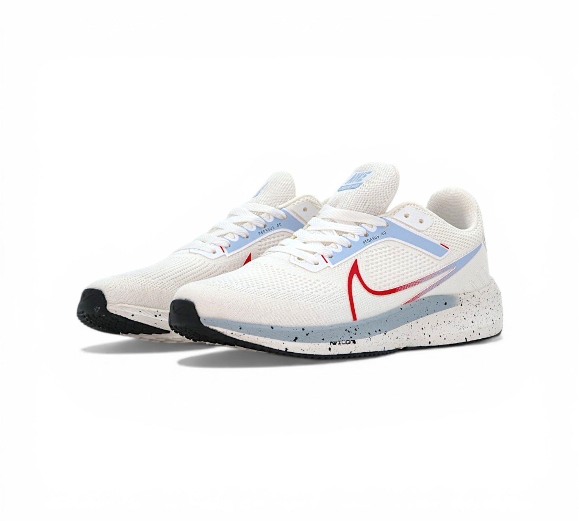 Кроссовки Nike Zoom Pegasus 40, белые с красным, вид сбоку