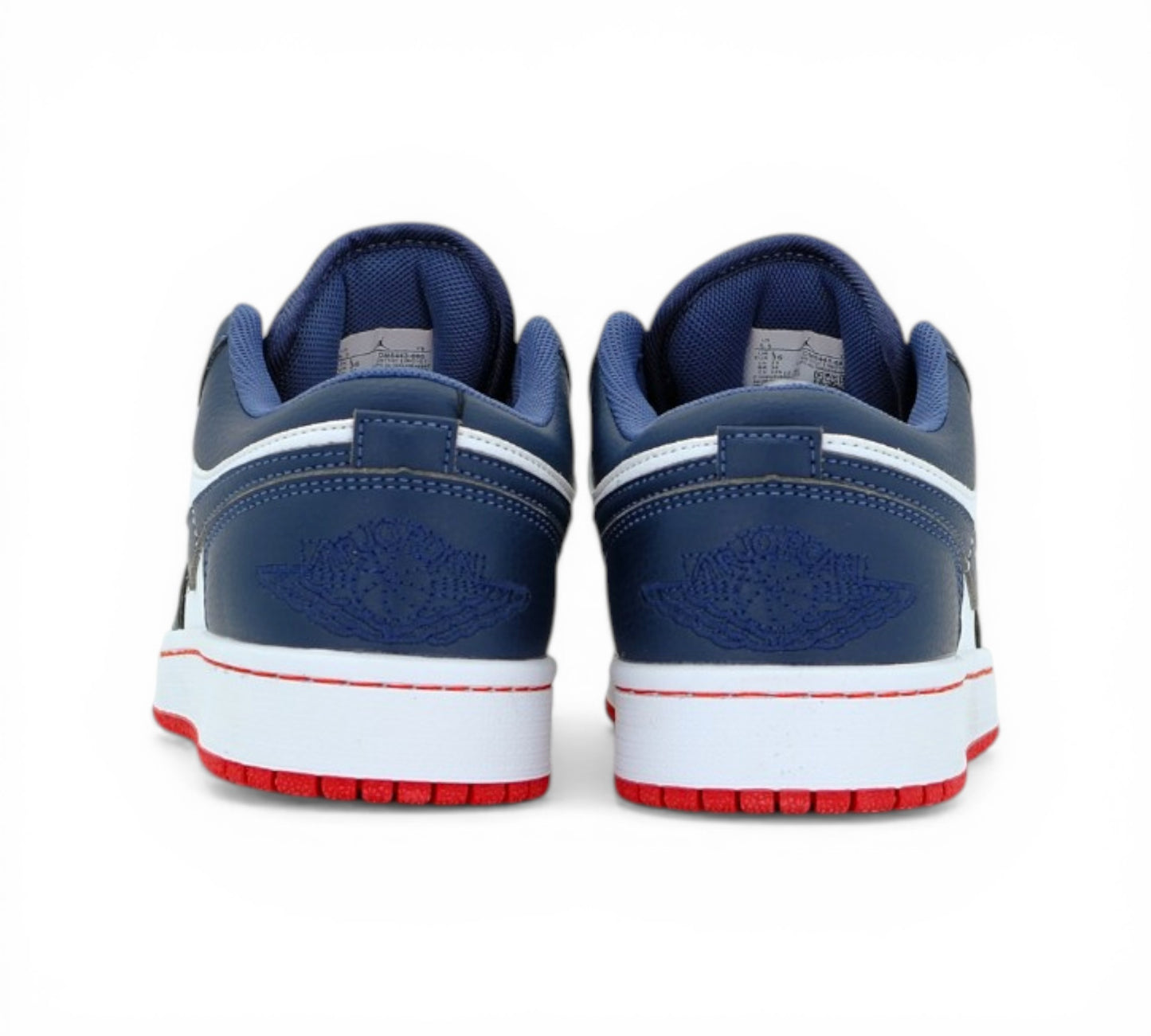Кроссовки Air Jordan, тёмно-синие, белые, красные, вид сбоку