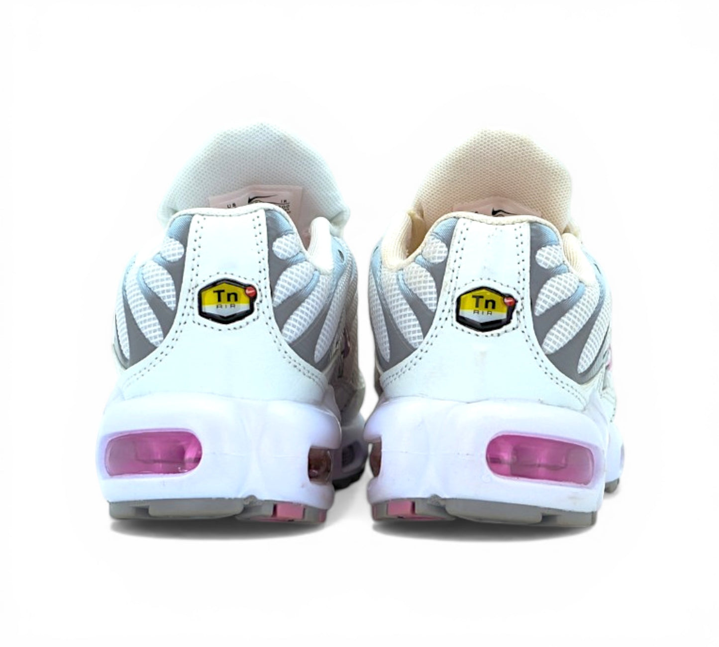 Кроссовки Nike Air Max Plus, белые с розовым, вид сбоку