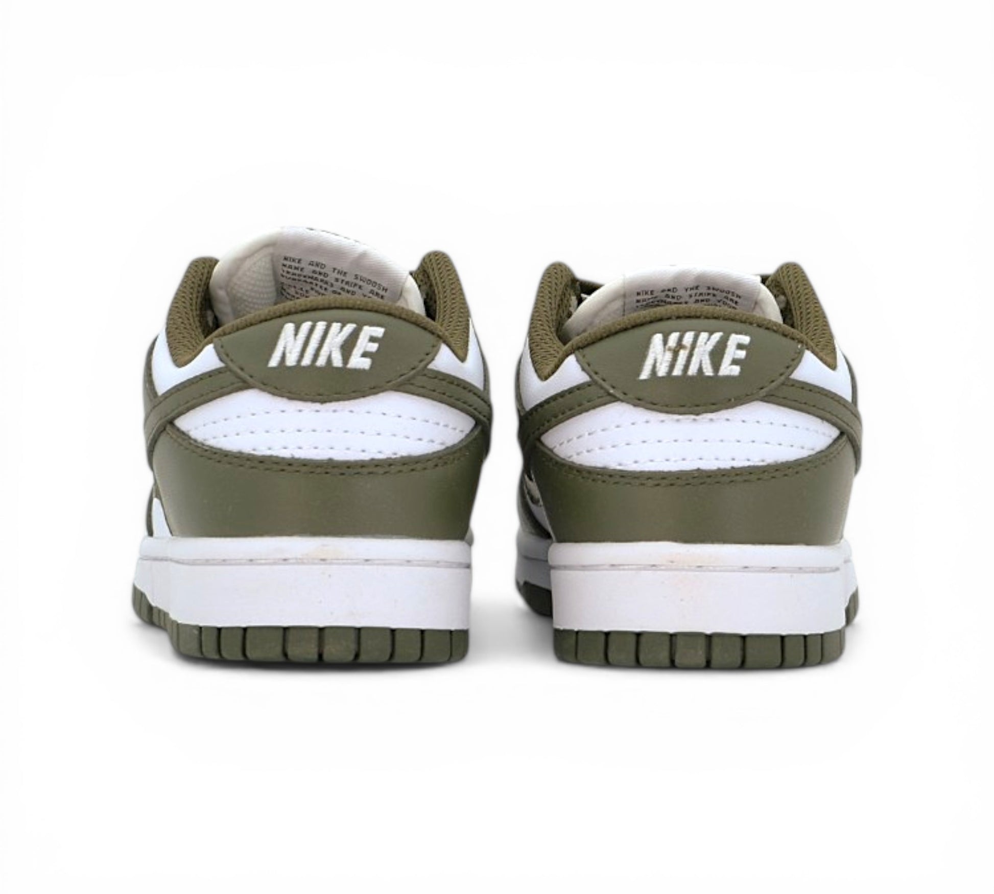 Кроссовки Nike Dunk Low, хаки и белые, вид сбоку