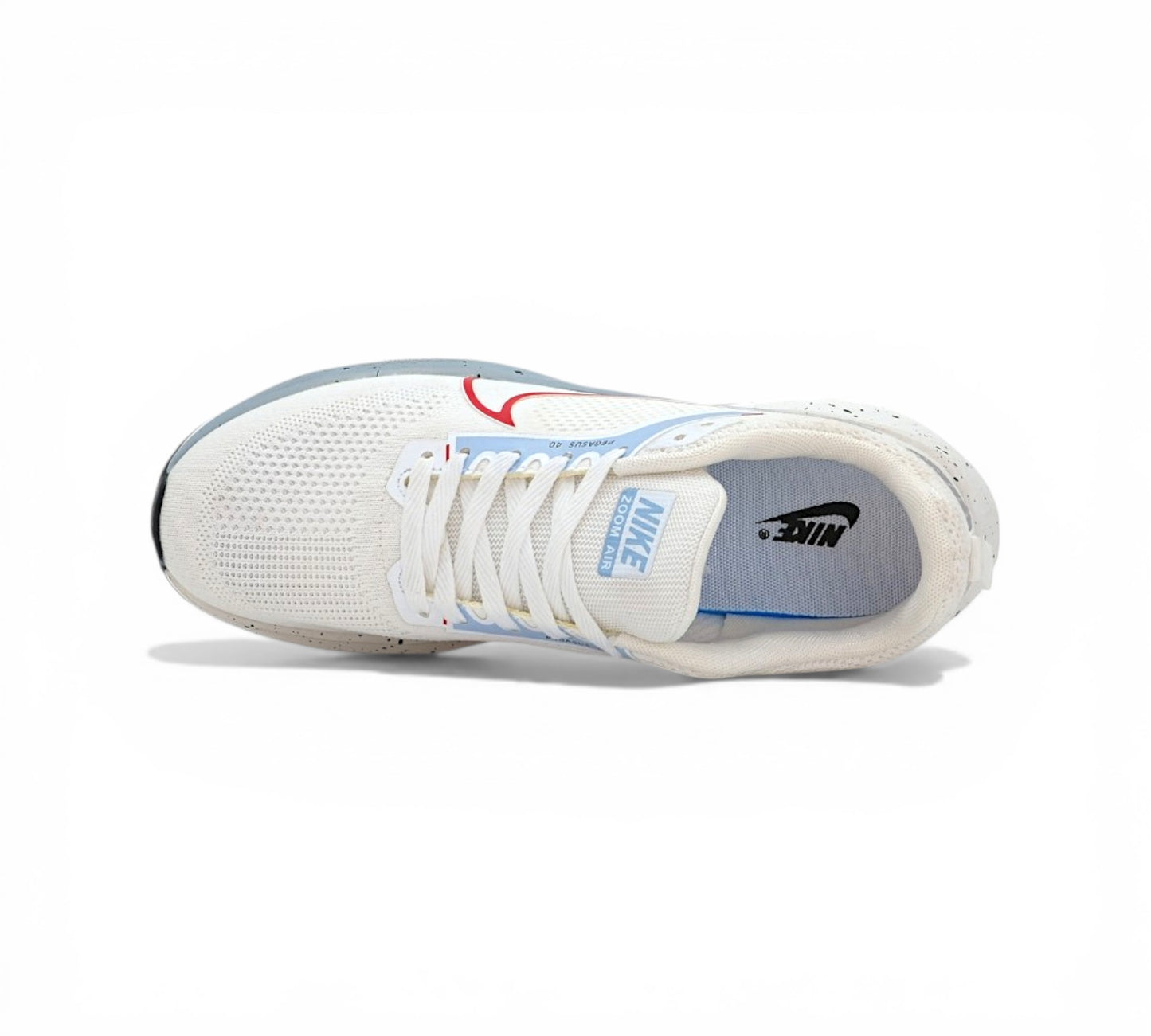Кроссовки Nike Zoom Pegasus 40, белые с красным, вид сбоку