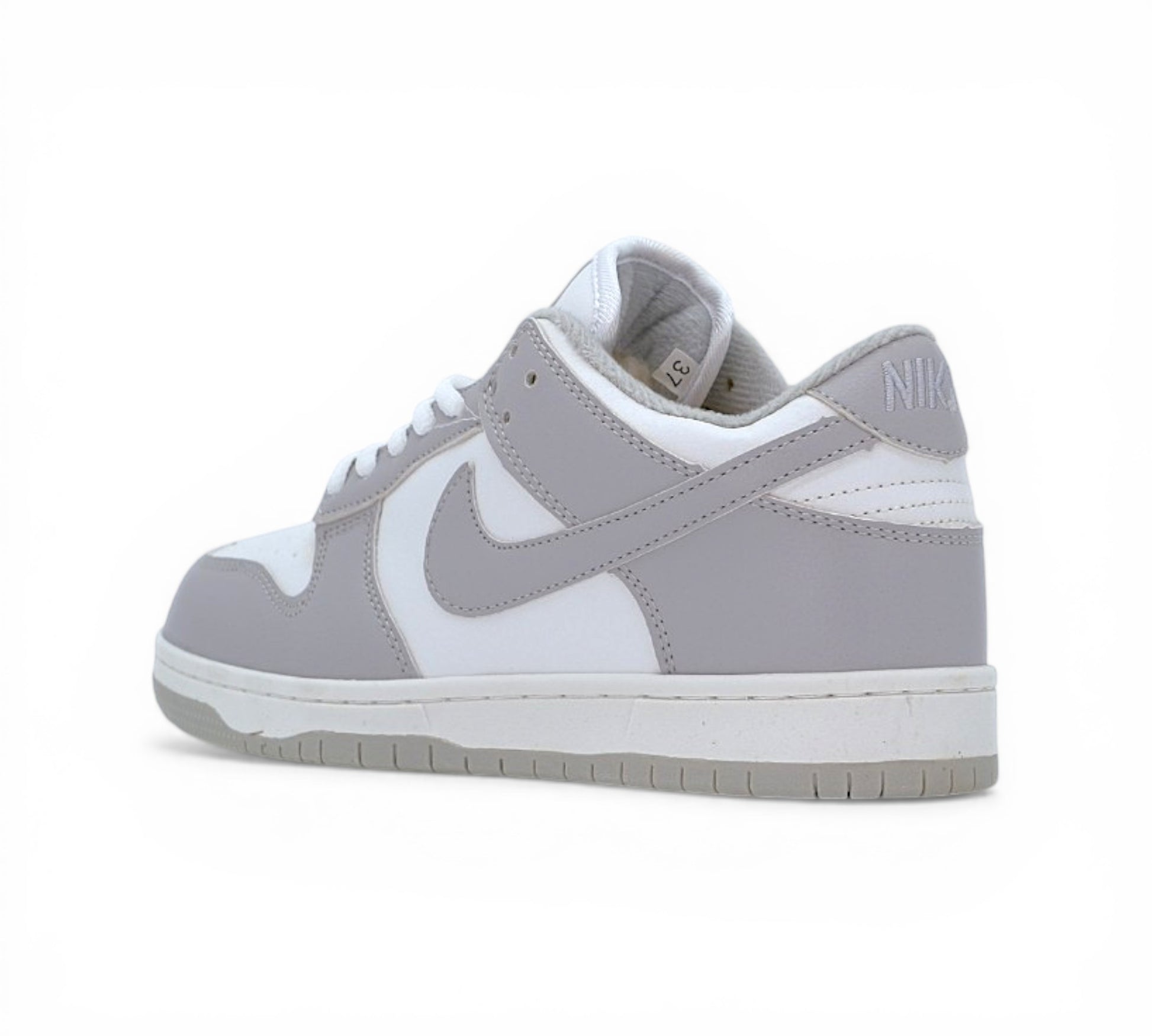 Кроссовки Nike Dunk Mid, бело-серые, вид сбоку