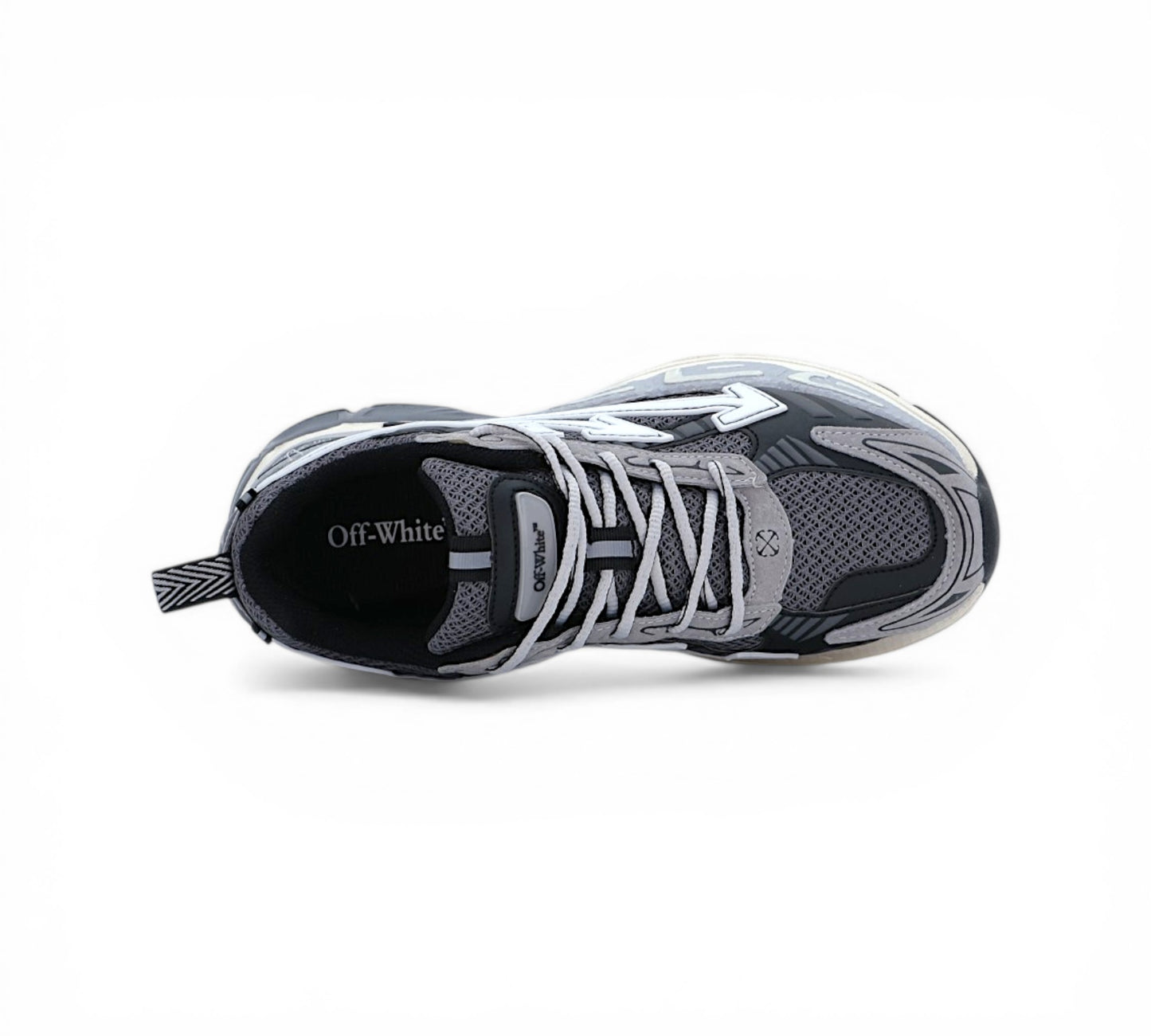 Кроссовки Off-White ODSY-1000, серые, вид сбоку