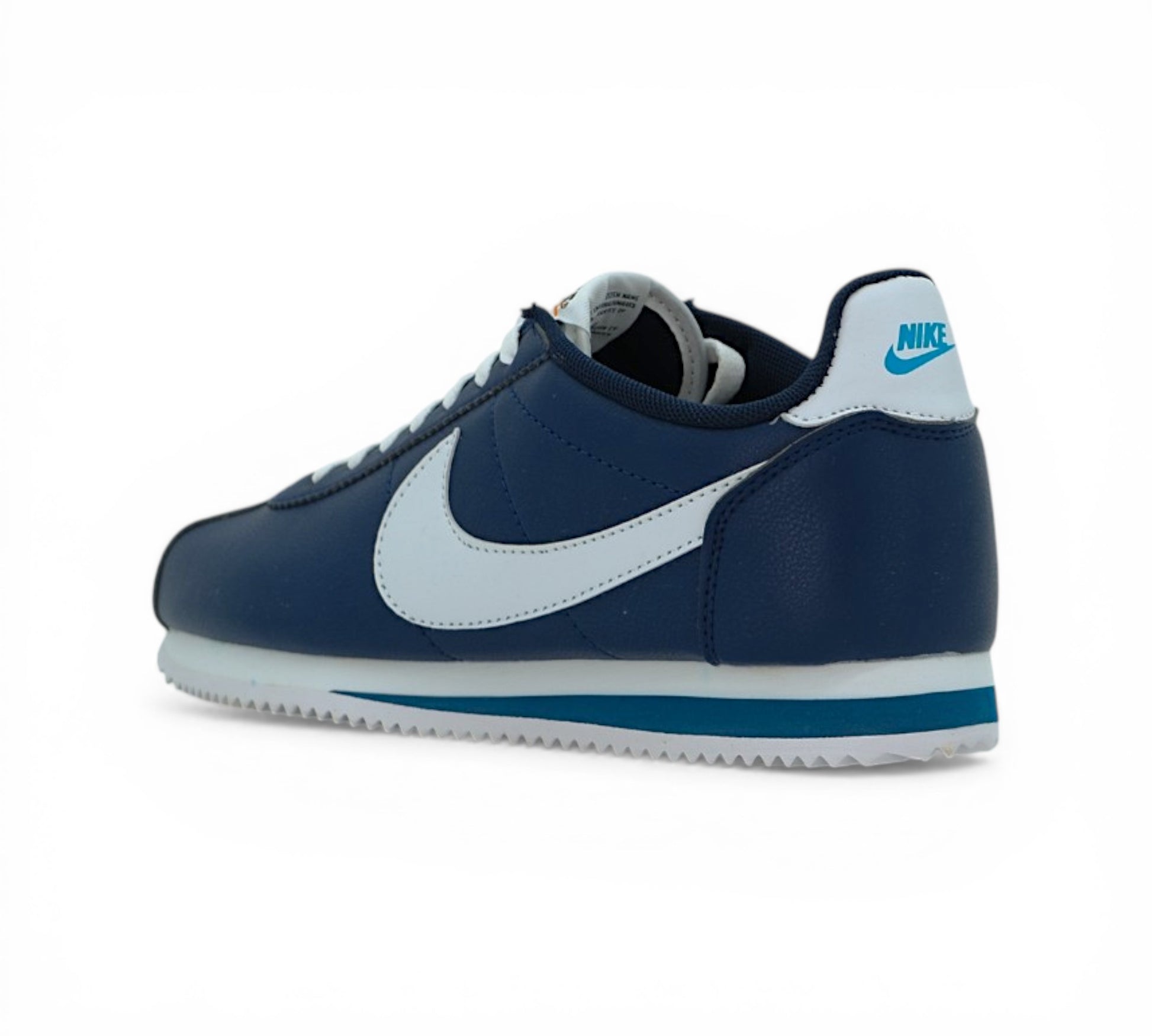 Кроссовки Nike Cortez, тёмно-синие с белым, вид сбоку