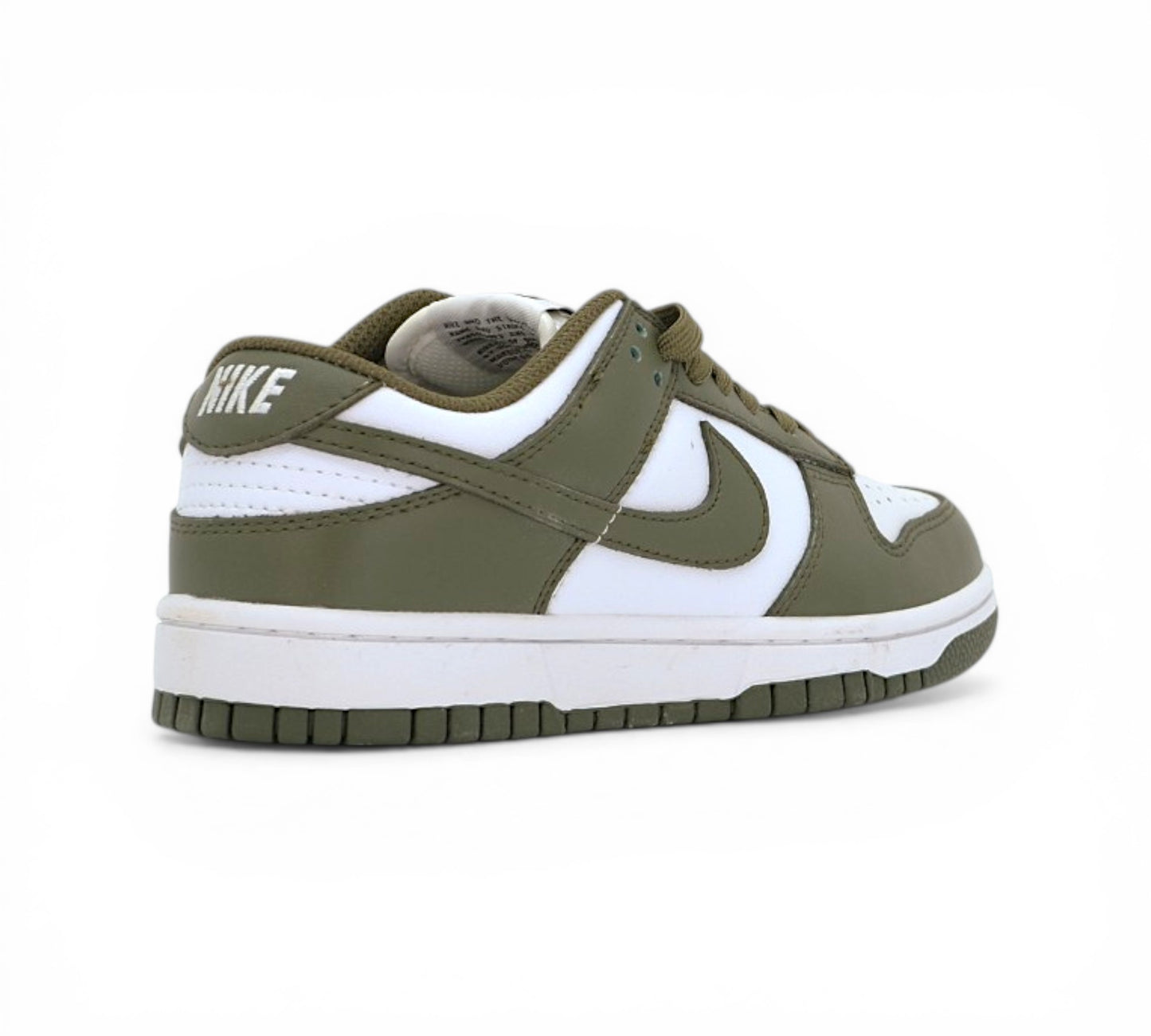 Кроссовки Nike Dunk Low, хаки и белые, вид сбоку