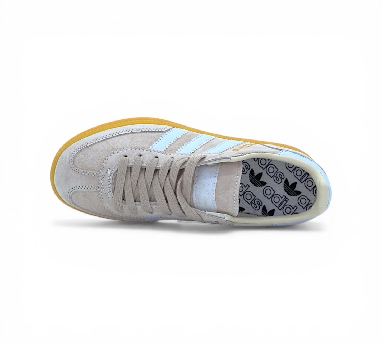 Кроссовки Adidas Spezial, жёлто-голубые, боковой ракурс