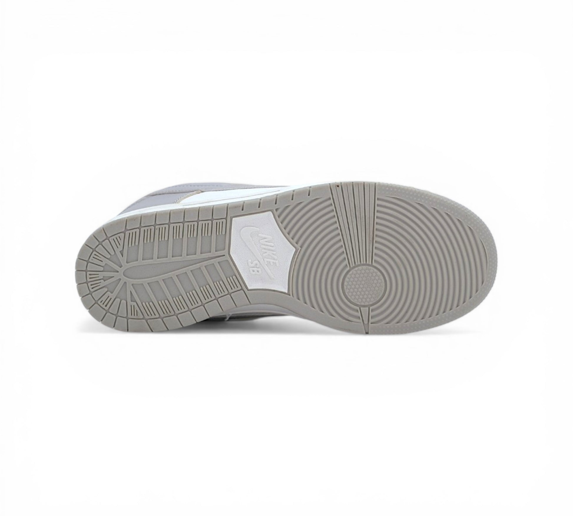Кроссовки Nike Dunk Mid, бело-серые, вид сбоку
