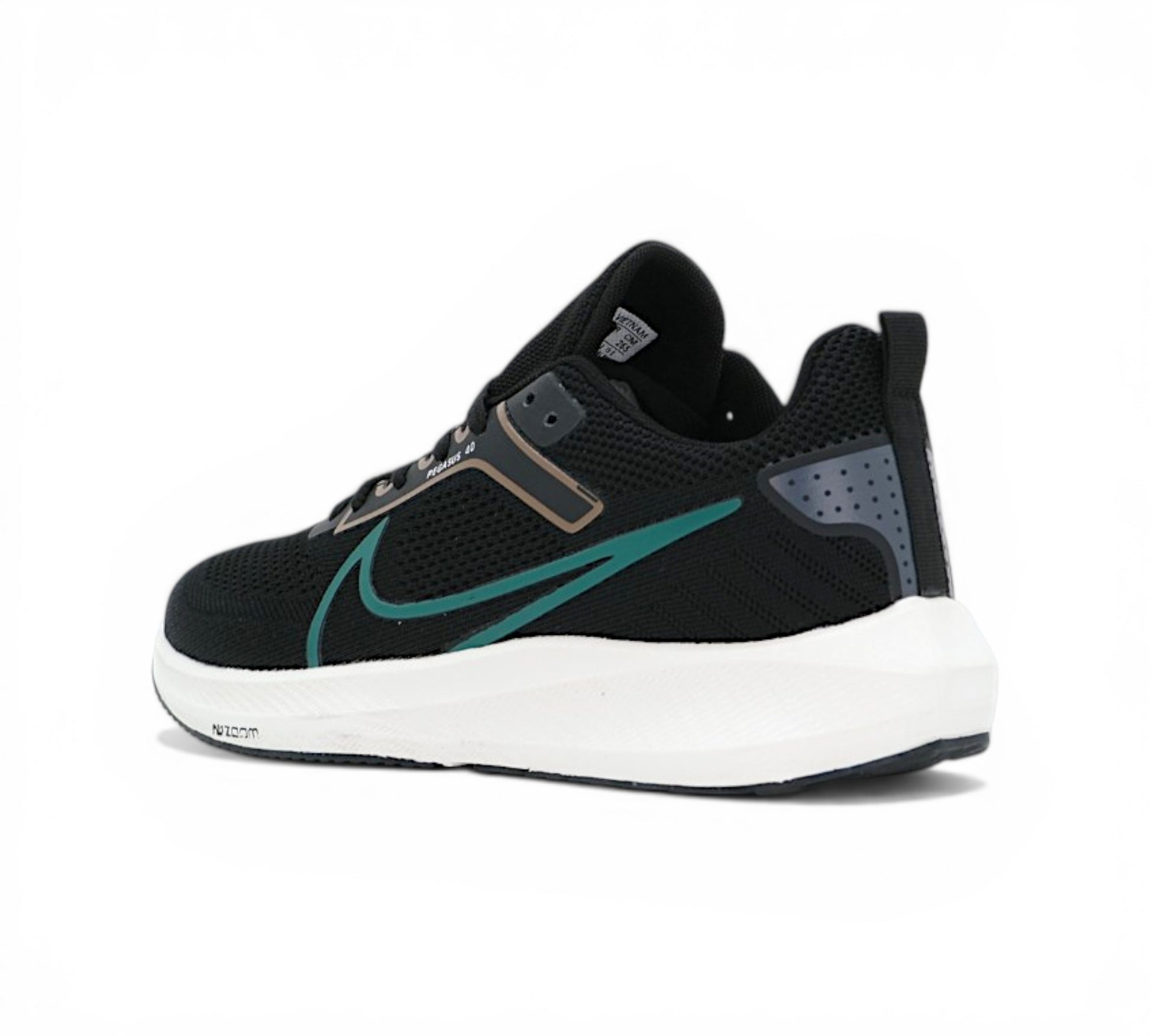 Кроссовки Nike Zoom Pegasus чёрные с зелёным, вид сбоку