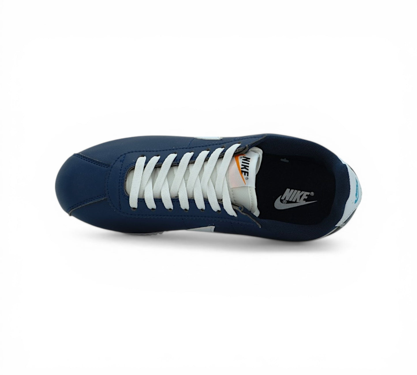 Кроссовки Nike Cortez, тёмно-синие с белым, вид сбоку