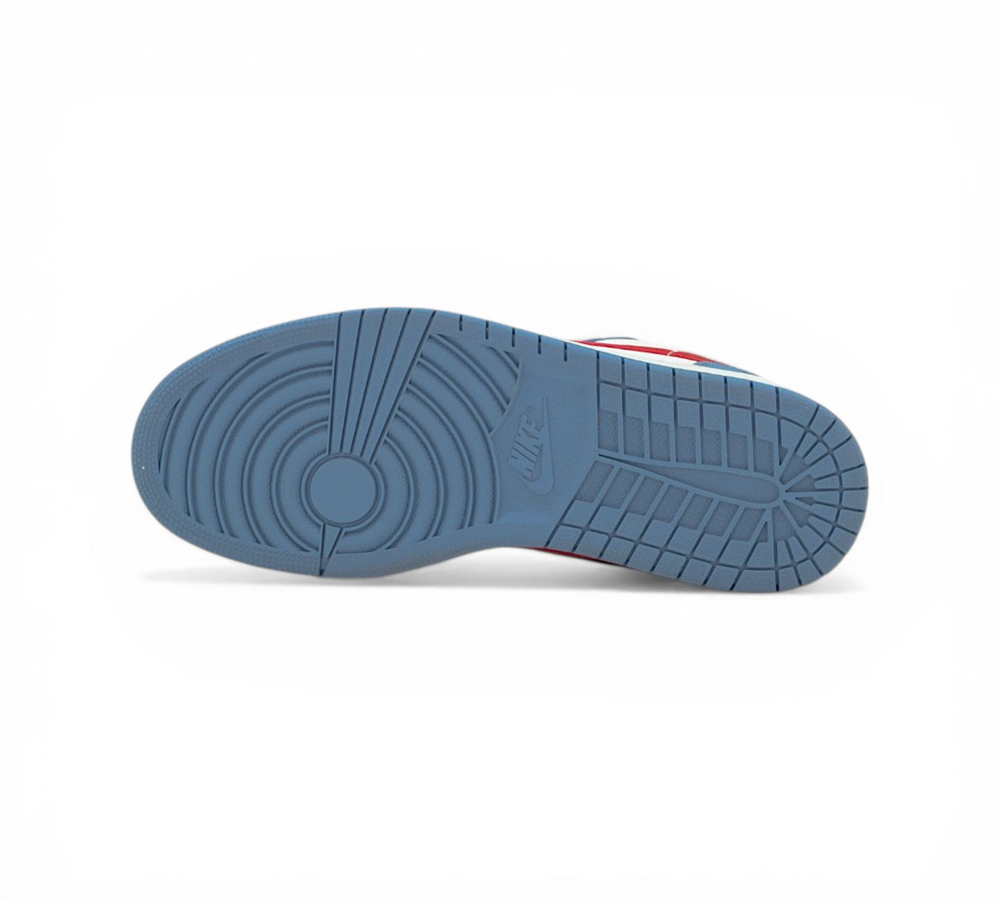 Кроссовки Nike Air Jordan 1 Low, голубые с красным, боковой ракурс