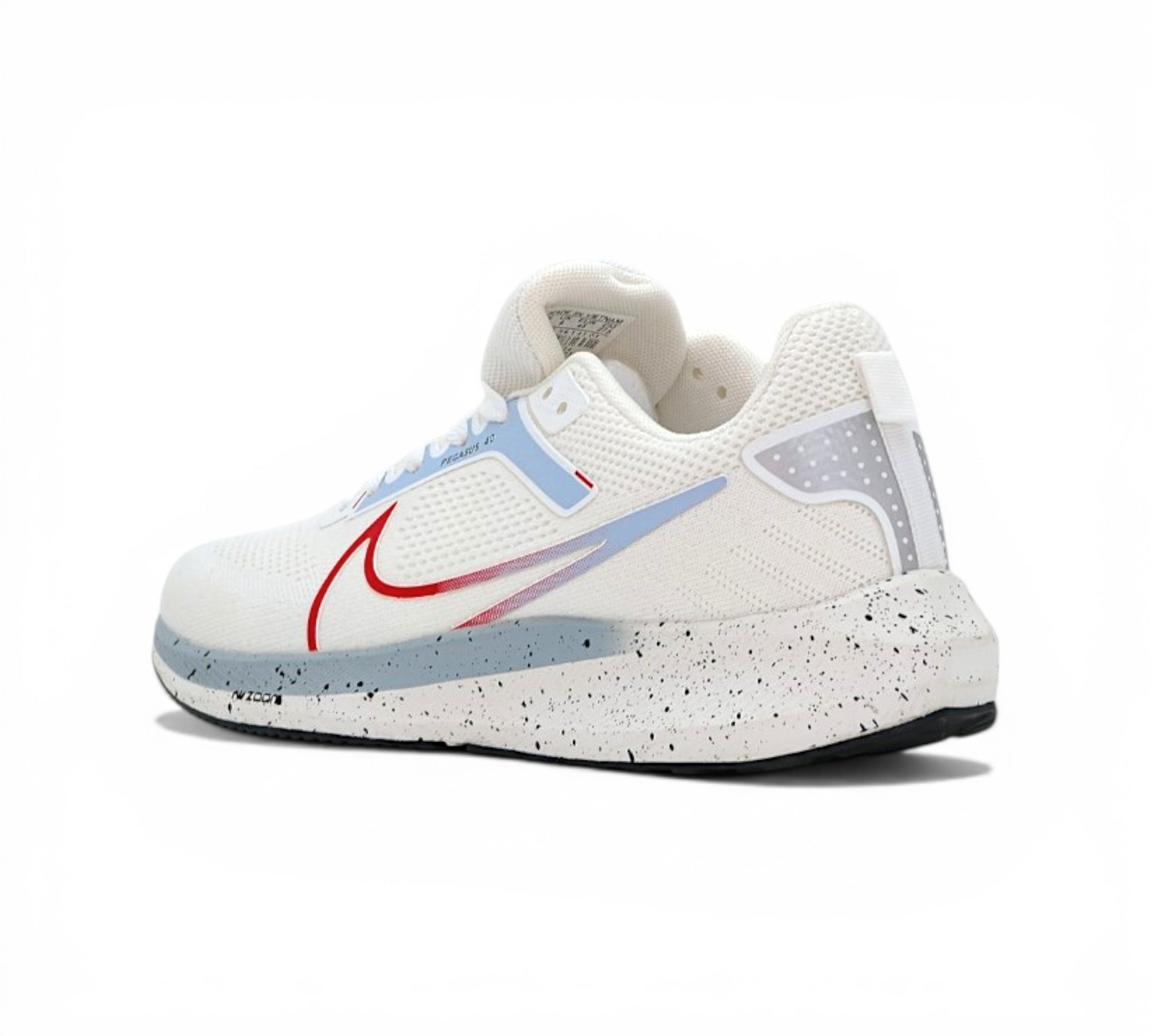 Кроссовки Nike Zoom Pegasus 40, белые с красным, вид сбоку